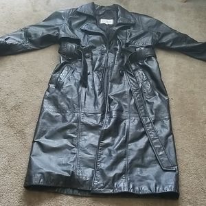 Womans long leather coat